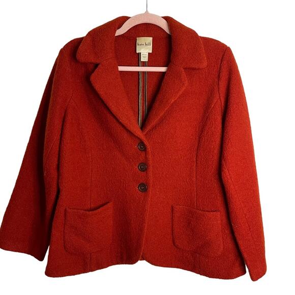 Kate Hill Red Orange Wool Coat - Picture 1 of 7
